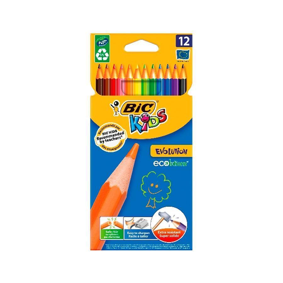 BIC , Pochette de 12 Couleurs , Crayons de Couleur x 12